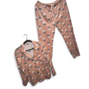 Como Vintage French Bulldog Plush Pajama Set M loungewear nightwear cozycore